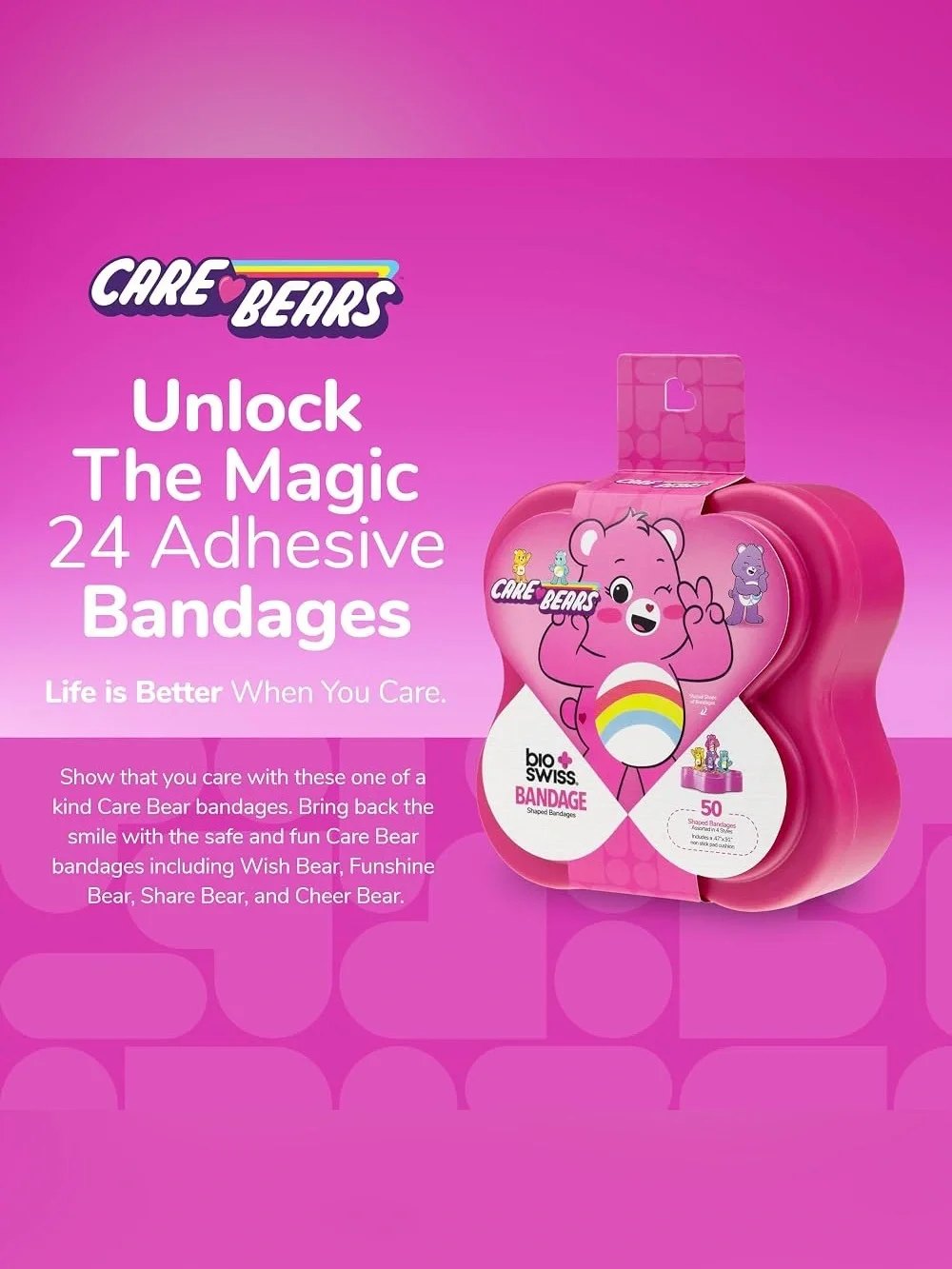 Care Bears 50 Shaped Bandages Assorted